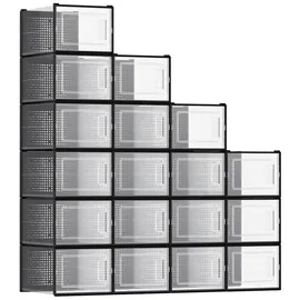 Songmics Schuhboxen 18er Set transparent-schwarz