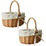 Osterkörbchen Mit Henkel Kinder Handgeflochten Osternest Körbchen Picknickkorb Eier Süssigkeit Plätzchen Ostern Dekorativer Geschenkkorb (2 Stücke)