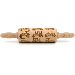 Folkroll Motiv-Teigrolle, Natur, Holz, Buche, 4.5x4.5x23 cm, nachhaltig, nachwachsender Rohstoff, Backen, Backhelfer, Nudelholz