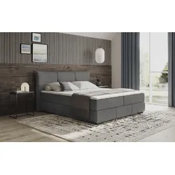 Boxbett INOSIGN "Brewdley mit Bettkasten, inkl. Matratze", grau (dolce 16 graphite), B:205cm L:215cm, Komplettbetten, Topper und Zierkissen, in verschiedenen Härtegraden verfügbar