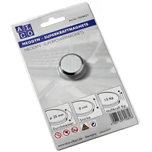 Alco Superkraftmagnete, silberfarben, Ø 25 mm, Haftkraft 13 k 1 Stück