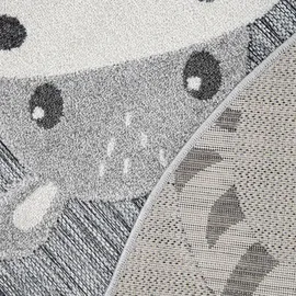 Paco Home Kinderteppich Kinderzimmer Outdoorteppich Rund Spielteppich Modern Tiere Grau, 200 cm Rund