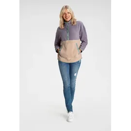 POLARINO Fleecepullover in beige-hell lila, | Gr. 40/42,
