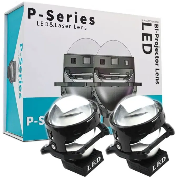 Set mit 2 Stück Bi-LED-Projektionslinsen zum Einbau in Scheinwerfer, für Abblend- und Fernlicht, 3 Zoll, 120 W, 8000 lm, 12 V, +