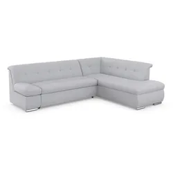 Ecksofa DOMO COLLECTION "Mona L-Form", silber, B:271cm H:80cm T:213cm, Struktur fein 100% Polyester, Chenilleoptik 100% Polyester, Sofas, wahlweise mit Bett- und Armlehnfunktion