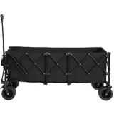 Foldable Extended Wagon With 220lbs Weight Capacity, Heavy Duty 300l Folding Utility Garden Cart With Big All-terrain Beach Wheels & Drink Holders. Black