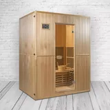 purehaven Infrarotsauna 120x160x200 cm für 4 Personen aus kanadisches Hemlock-Tannenholz energiesparend Schöpfkelle Saunasteine