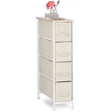 Relaxdays Regalsystem, 4 Stoff-Schubladen, universale Schubladenbox, Metall und Holz, HxBxT: 76 x 20 x 48 cm, beige,