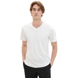 TOM TAILOR T-Shirt mit V-Ausschnitt im 2er-Pack, Weiss, XXL