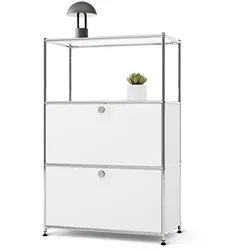Tchibo - Kommode Metall »Cn3« mit 2 Klappenfächern - 77x40x120,5cm - chrom - Stahl / Stahl / Glas