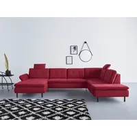 Wohnlandschaft INOSIGN "Birkholm U-Form", rot (bordeaux), B:347cm H:83cm T:226cm, 100% Polyester, Sofas, Wohnlandschaft, Armlehnverstellung, auch in Easy Clean Bezug - mit Wasser zu reinigen