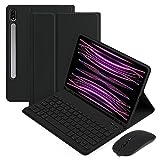 Tastatur Case für Samsung Galaxy Tab S9 11" 2023mTablet Schutzhülle Bluetooth Wireless Abnehmbare Tastatur für Galaxy Tab S9 SM-X710 / SM-X716B / SM-X718U Tablet Cover (Schwarz)