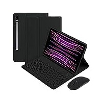 Tastatur Case für Samsung Galaxy Tab S9 11" 2023mTablet Schutzhülle Bluetooth Wireless Abnehmbare Tastatur für Galaxy Tab S9 SM-X710 / SM-X716B / SM-X718U Tablet Cover (Schwarz)