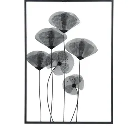 Gilde Wandrelief "Mohn" Schwarz 70 cm x 50 cm