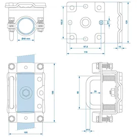 PRO PLUS Stützrad Halterung 48 mm Klemme 300 kg
