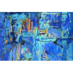 Fototapete PAPERMOON "Abstrakt Gemälde blau", bunt, B:3,00m L:2,23m, Vlies, Tapeten