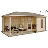 Alpholz Gartenhaus 5-Eck 6,14 x 3,17 m Beige