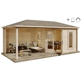 Alpholz Gartenhaus 5-Eck 6,14 x 3,17 m Beige
