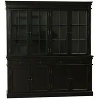VCM ebuy24 Amaretta 4-Türige Vitrinenschrank Schwarz Antik Patiniert