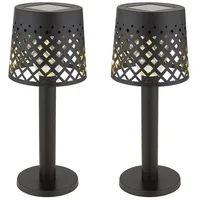MeineWunschleuchte 2er Set LED Outdoor Tischleuchten Gitterschirm Schwarz, 21cm
