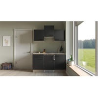 Flex-Well Singleküche »Capri«, mit E-Geräten, Gesamtbreite 150 cm, schwarz