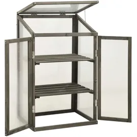 vidaXL Gewächshaus Holz Grau Kunststoff 60 mm 0,27 m2