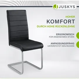 Juskys Freischwinger Stuhl Vegas 2er Set mit Kunstleder Schwarz