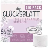 glücksblatt Toilettenpapier SAMTWEICH mit frischem Blütenduft 4-lagig 56 Rollen x 130 Blatt