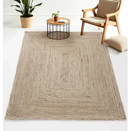 carpetfine Teppich CARPETFINE "Nele Juteteppich Naturfaser", taupe, B:80cm H:6mm L:80cm, Jute, Teppiche, Teppich, geflochtener Wendeteppich aus 100% Jute, quadratisch und als Läufer
