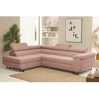 Fun Möbel Ecksofa Sofa mit Schlaffunktion METZ Stoff Poso Altrosa Ottomane Links