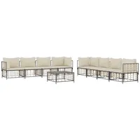 vidaXL 9-tlg. Garten-Lounge-Set mit Kissen Anthrazit Poly Rattan