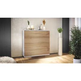 Vladon Pavos V3 76 x 76 x 35 cm Weiß matt / Eiche Wotan