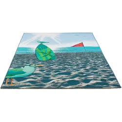 Teppich SANSIBAR "Rantum Beach SA-021", bunt, B:160cm H:5mm L:230cm, Polypropylen, Teppiche, Flachgewebe, modernes Design, Strand & Surfbrett, Outdoor geeignet