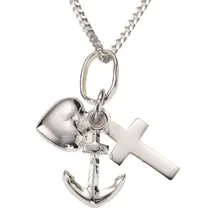 FIRETTI Kette mit Anhänger FIRETTI "Schmuck Geschenk Silber 925 Halsschmuck Halskette Panzerkette Glaube", silber (silberfarben), Halsketten, Jungen, Silber 925 (Sterlingsilber), L: 38