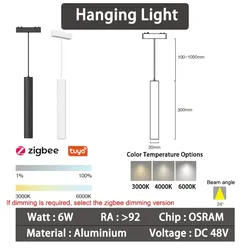 6mm Schienen – Intelligente Zigbee-Pendelleuchten Tuba 6W Weiß