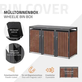 ML-Design Mülltonnenbox 3er 200 x 80 x 116,3 cm anthrazit-rostoptik