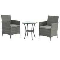 Svita BROOKLYN BISTRO Gartenmöbelset 3-tlg. Rattan Outdoor Gartenlounge Grau