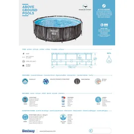 BESTWAY Steel Pro Max Frame Pool Set 366 x 100 cm holzoptik inkl. Filterpumpe