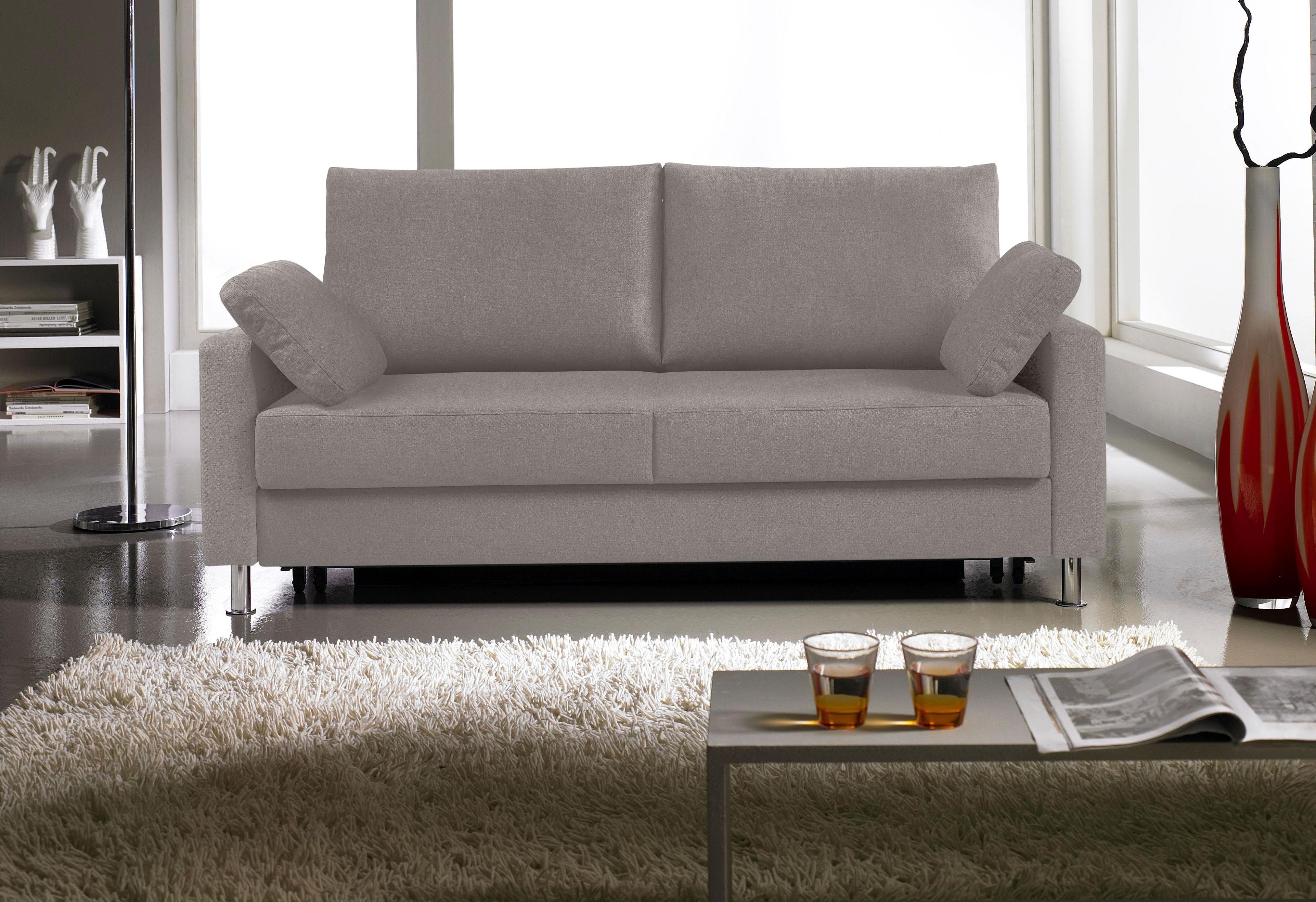 Schlafsofa BALI "Halifax" Sofas Gr. B/H/T: 166 cm x 90 cm x 95 cm, Struktur fein, Bultex Komfortpolsterung im Sitzteil, grau (hellgrau)