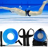 SUQ Schwimmgurt für Pool 4M, Pool Schwimmgürtel Einstellbare, Schwimmgürte für Kinder und Erwachsene, Schwimmhilfsgürtel, Erhöht Kraft und Ausdauer, Aquafitness, Fitness-Zubehör (Blau)