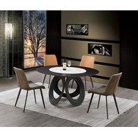 JVmoebel Esstisch, Runder Essttisch Tisch 135 cm Metall Rund Konferenz Moderne schwarz
