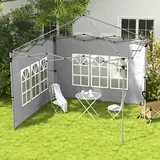 2er-set Seitenteile Für Pavillon 3x3/3x4 M, Seitenwand Mit Fenster, Wasserdicht Hellgrau