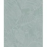 Rasch Textil Rasch Tapete 690811 - Türkise Vliestapete mit Textiloptik und großen tropischen Blättern in Mintgrün, Monstera, Dschungeltapete - Kollektion: Color your life