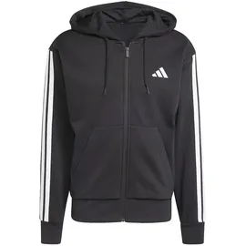 adidas Essentials 3-Streifen Fleece Reißverschlusspullover Black / White 3XL