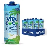 Vita Coco Pures Kokoswasser 6x1L, natürlich hydrierend mit Elektrolyten, glutenfrei, voll mit Vitamin C & Potassium