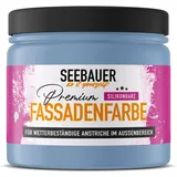 SEEBAUER diy Silikonharz-Fassadenfarbe Blau 300ML für Außen (No. 837 Luxury Passion) Selbstreinigende Fassadenfarbe mit Lotuseffekt - Geeignet für Putz, Mauerwerk und Beton