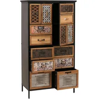 Mendler Apothekerkommode 136 x 73 x 35 cm natur/bunt Metalloptik