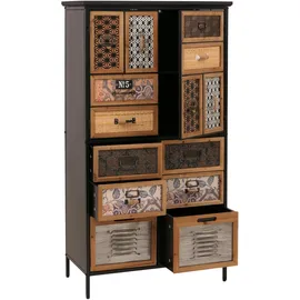 Mendler Apothekerkommode 136 x 73 x 35 cm natur/bunt Metalloptik
