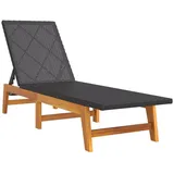 vidaXL Sonnenliegen 2 Stk. Schwarz Braun Poly Rattan Massivholz Akazie