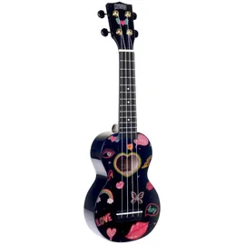 Mahalo Art Series - Sopran Ukulele - Heart (Black)
